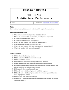 RES240 / RES224 TD DNS: Architecture Performance