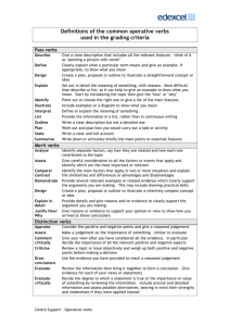 Definitions of the common operative verbs used in the grading criteria