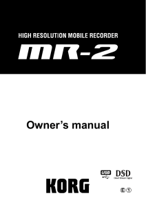 MR-2 Owner's Manual