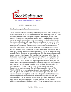 STOCK SPLIT MANUAL Stock Splits As Part Of