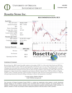 Rosetta Stone Inc. - University of Oregon Investment Group