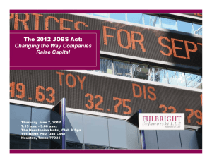 The 2012 JOBS Act: Changing The Way Companies