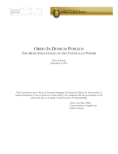 Ordo In Domum Publius: The Most Influential Of The Federalist Papers
