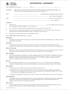 Form 346: Safekeeping Agreement for the