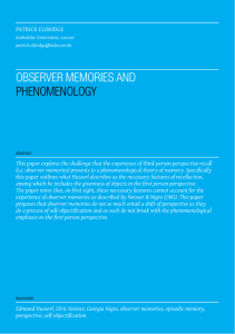 observer memories and phenomenology