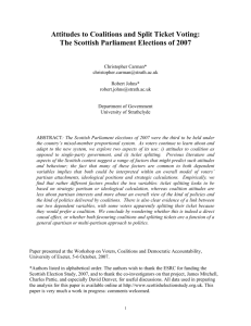 Attitudes to Coalitions and Split Ticket Voting