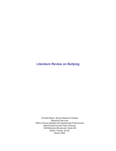 Literature Review on Bullying - Research Services - Miami