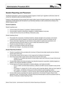 Student Reporting and Placement: 215