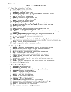 Quarter 1 Vocabulary Words