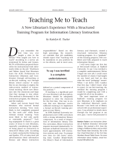 VALib v59n1 - Teaching Me to Teach: A New Librarian's Experience