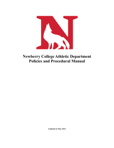 Newberry College Athletic Department Policies and Procedural