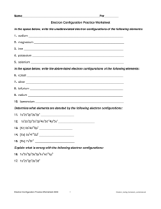 Electron Configuration Practice Worksheet 2003