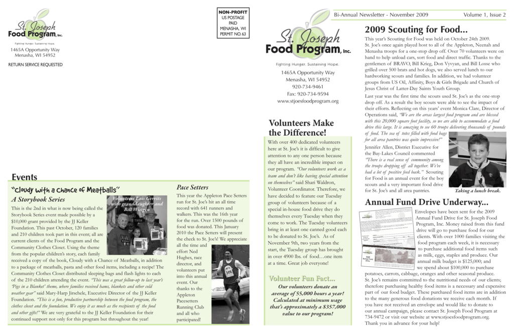 Fall Newsletter St Joseph Food Program