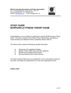 STUDY GUIDE BCRPA/NFLA FITNESS THEORY EXAM