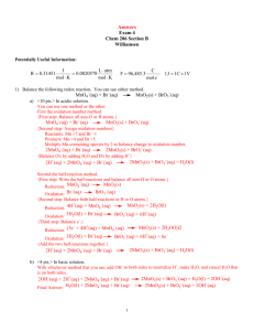 Answers Exam 4 Chem 206 Section B Williamsen MnO4 (aq) + Br