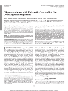 Oligoanovulation with Polycystic Ovaries But Not Overt