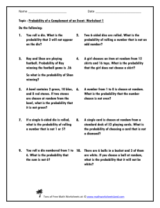 Probability the Complement of an Event Five Worksheet Pack