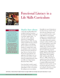 Functional Literacy in a Life Skills Curriculum