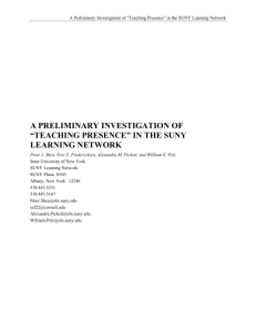 a preliminary investigation of “teaching presence” in the suny