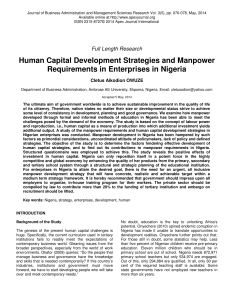 Human Capital Development Strategies and Manpower