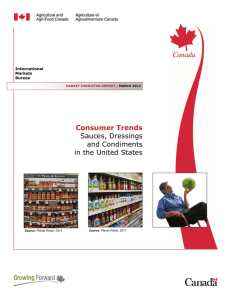 Consumer Trends - Sauces, Dressings and Condiments in the