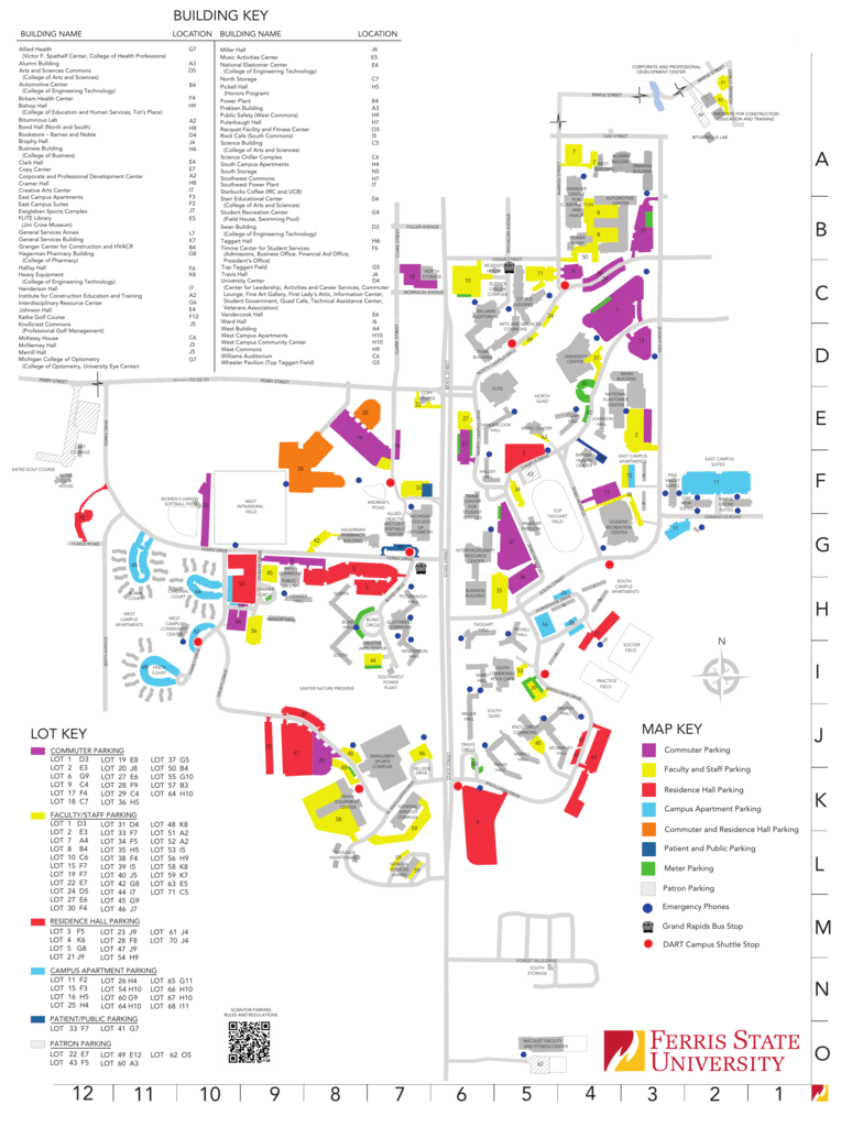 ferris state campus map Campus Map Ferris State University ferris state campus map