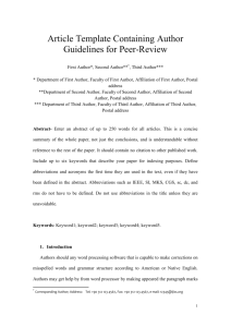 Article Template Containing Author Guidelines for Peer