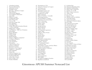 Ginormous APUSH Summer Notecard List