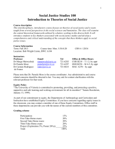 Social Justice Studies 100 Introduction to Theories