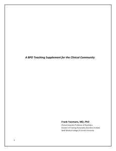 A BPD Teaching Supplement for the Clinical Community