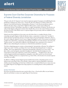 Supreme Court Clarifies Corporate Citizenship for Purposes of