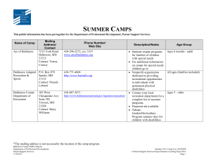 Summer Camp List - Baltimore County Public Schools