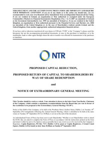 PROPOSED CAPITAL REDUCTION, PROPOSED