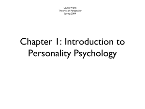 Chapter 1: Introduction to Personality Psychology