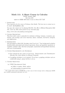 Math 111: A Short Course in Calculus