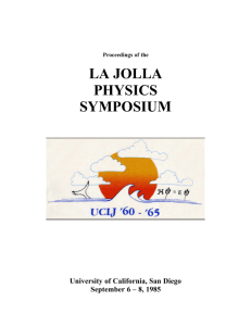 la jolla physics symposium - UCSD Department of Physics