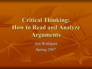 Critical Thinking: How to Read and Analyze Arguments