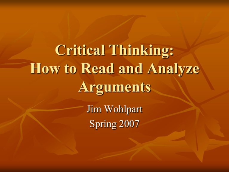 philosophy critical thinking arguments