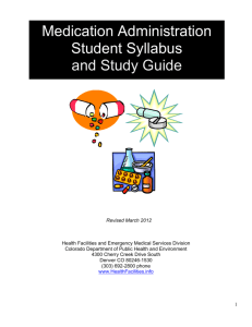 Medication Administration Student Syllabus and Study Guide