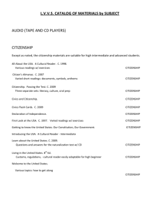 L.V.V.S. CATALOG OF MATERIALS by SUBJECT AUDIO (TAPE