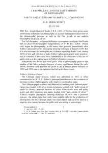 Gallic Acid and Talbot's Calotype Patent (J. B. Reade, Part II)