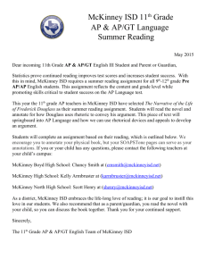 11th AP 2015 Summer Reading Letter Assignment
