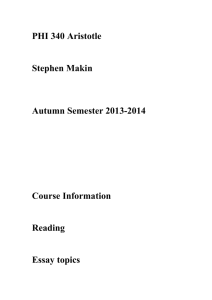 PHI 340 Aristotle Stephen Makin Autumn Semester 2013