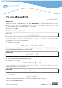 The laws of logarithms
