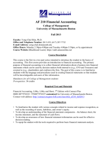 AF 210 Financial Accounting - University of Massachusetts Boston