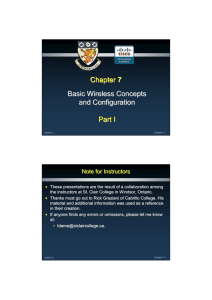 Chapter 7 Basic Wireless Concepts and Configuration Part I