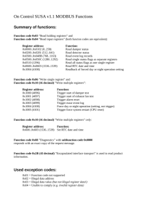 On Control SUSA v1.1 MODBUS Functions