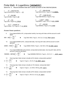 Finite Math → Logarithms (ANSWERS)