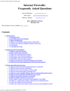 Internet Firewalls: Frequently Asked Questions
