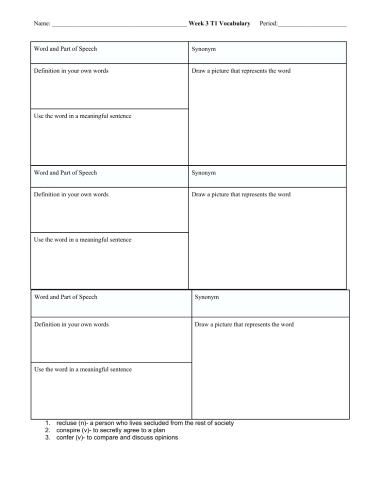 Wk3T1 Vocabulary